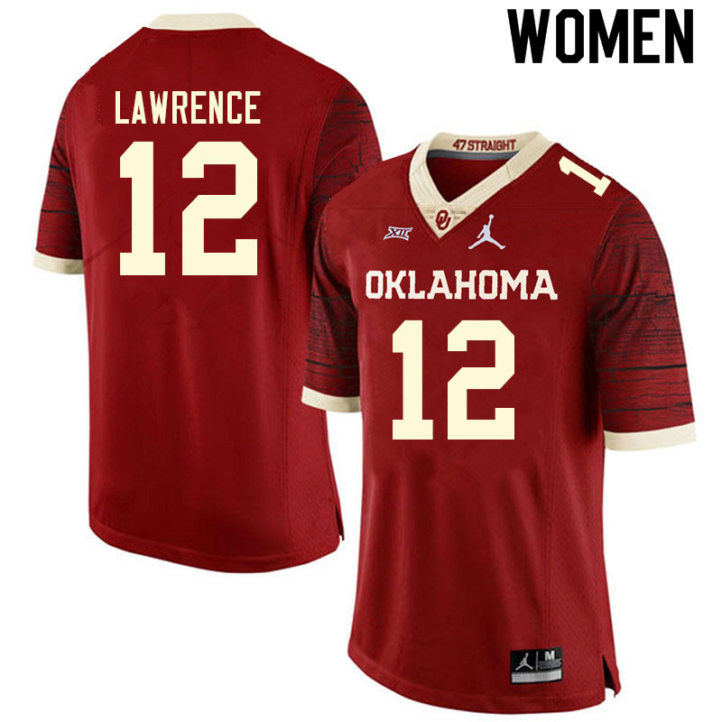 Women #12 Key Lawrence Oklahoma Sooners College Football Jerseys Sale-Retro - Click Image to Close
